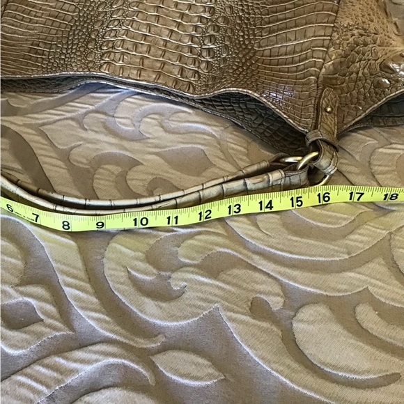 BRAHMIN TOTE PURSE, magnetic closure, key strap, pen holder, dark camel. - Picture 10 of 11